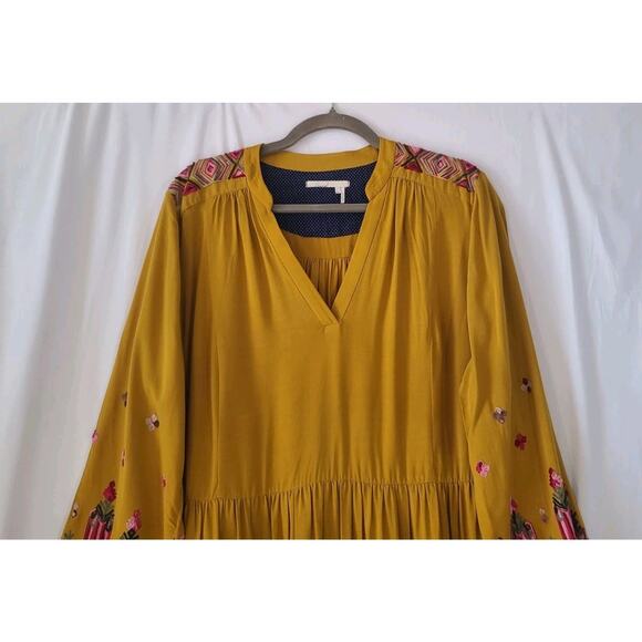 Anthropologie Floreat Womens Raella Yellow Embroidered Dress XL - Picture 5 of 8